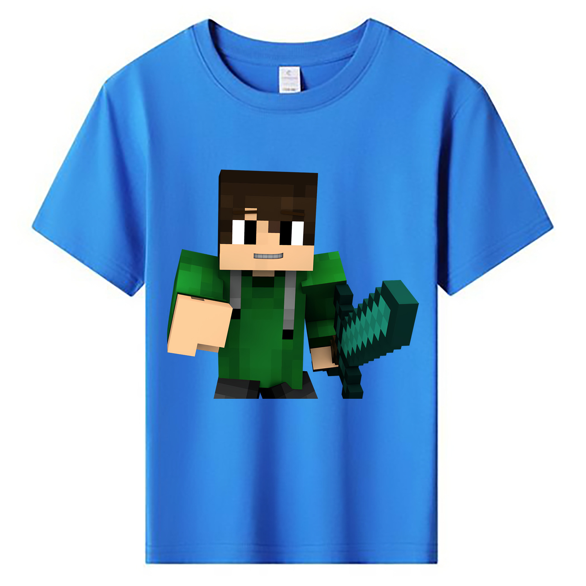（画像用） マインクラフト ブロックの世界 Minecraft MC Block world 綿100％キッズTシャツ（フロントプリント）